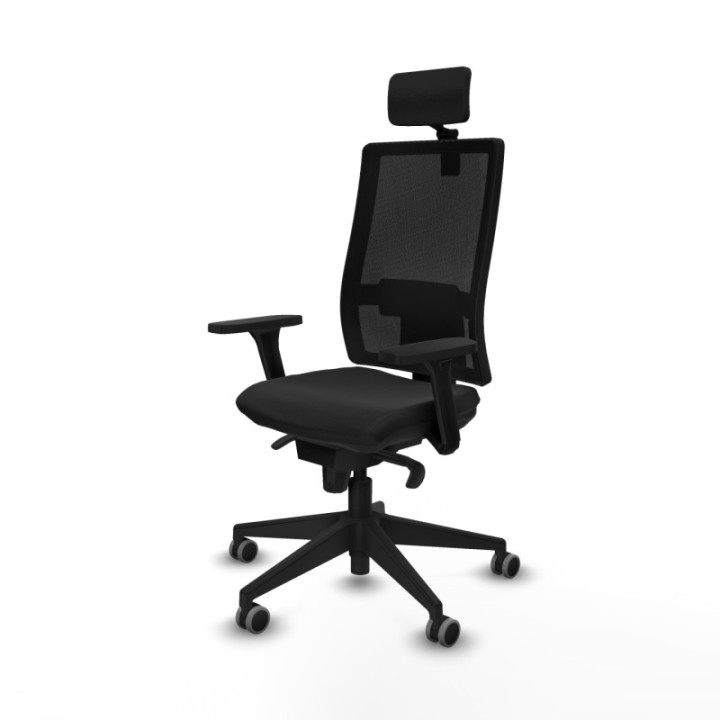 Horna sincro malla negra similpiel negro brazos 3D base piramidal cabecero 2D ruedas 65mm engomadas