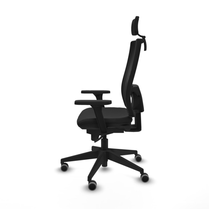 Horna sincro malla negra similpiel negro brazos 3D base piramidal cabecero 2D ruedas 65mm engomadas