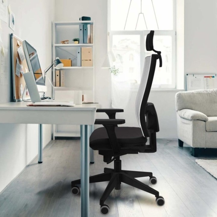 Horna sincro malla negra similpiel negro brazos 3D base piramidal cabecero 2D ruedas 65mm engomadas