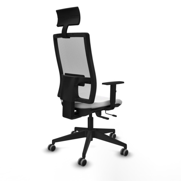 Horna traslack malla blanca bali blanco brazos 1D base piramidal cabecero fijo ruedas 65mm engomadas