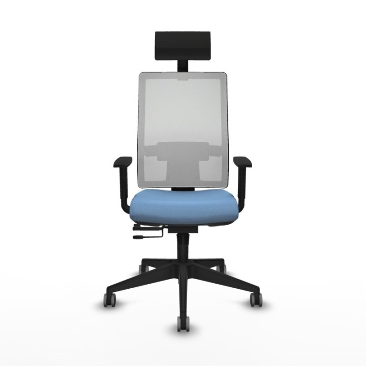 Horna traslack malla blanca bali azul cielo brazos 1D base piramidal cabecero fijo ruedas 65mm engomadas