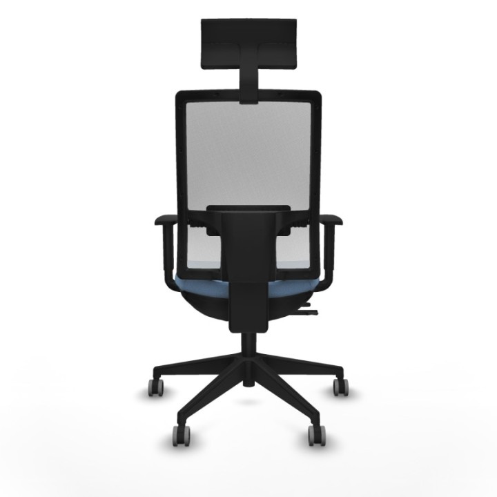 Horna traslack malla blanca bali azul cielo brazos 1D base piramidal cabecero fijo ruedas 65mm engomadas