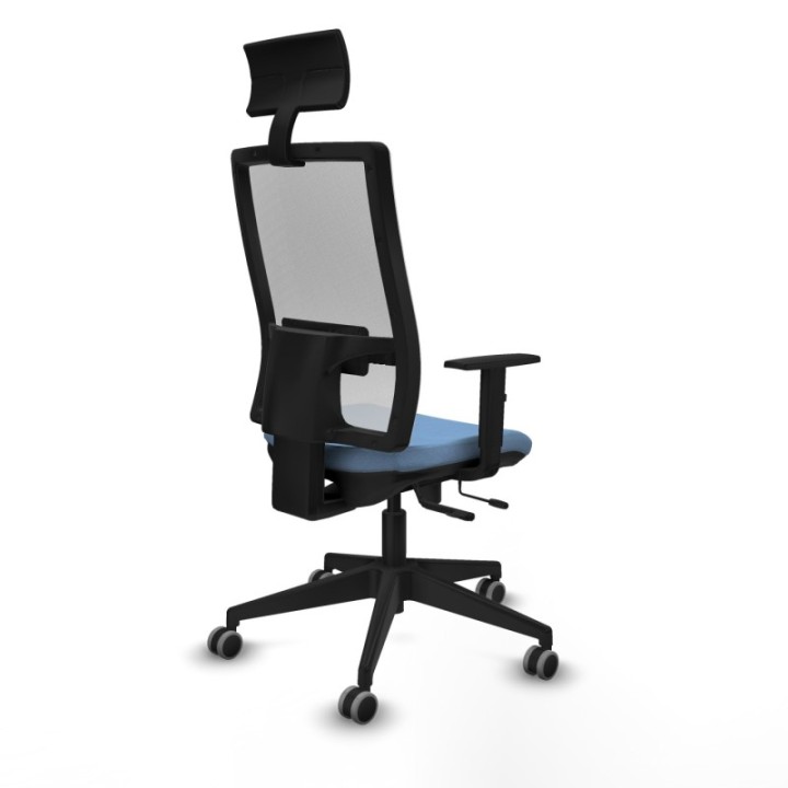 Horna traslack malla blanca bali azul cielo brazos 1D base piramidal cabecero fijo ruedas 65mm engomadas