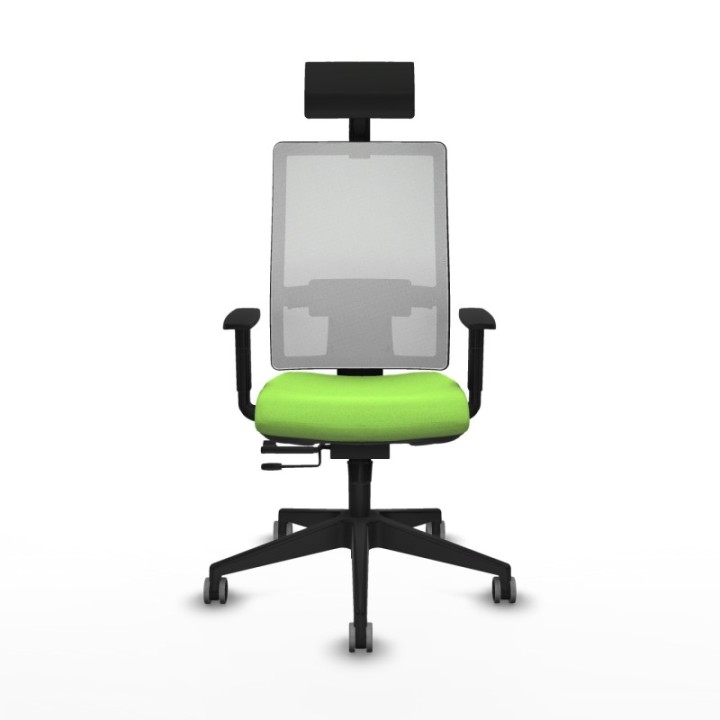 Horna traslack malla blanca bali pistacho brazos 1D base piramidal cabecero fijo ruedas 65mm engomadas