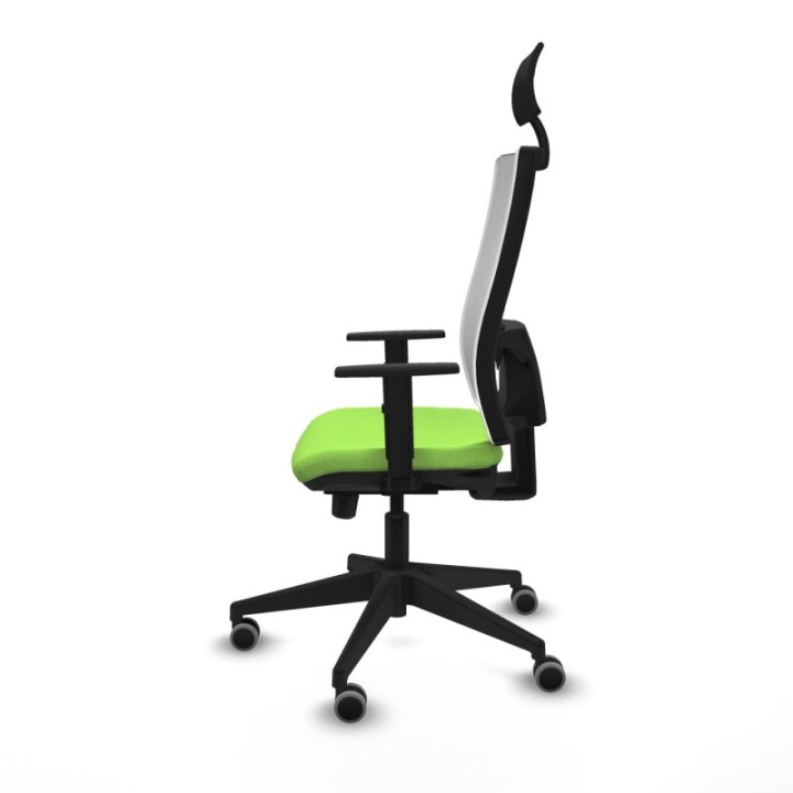 Horna traslack malla blanca bali pistacho brazos 1D base piramidal cabecero fijo ruedas 65mm engomadas