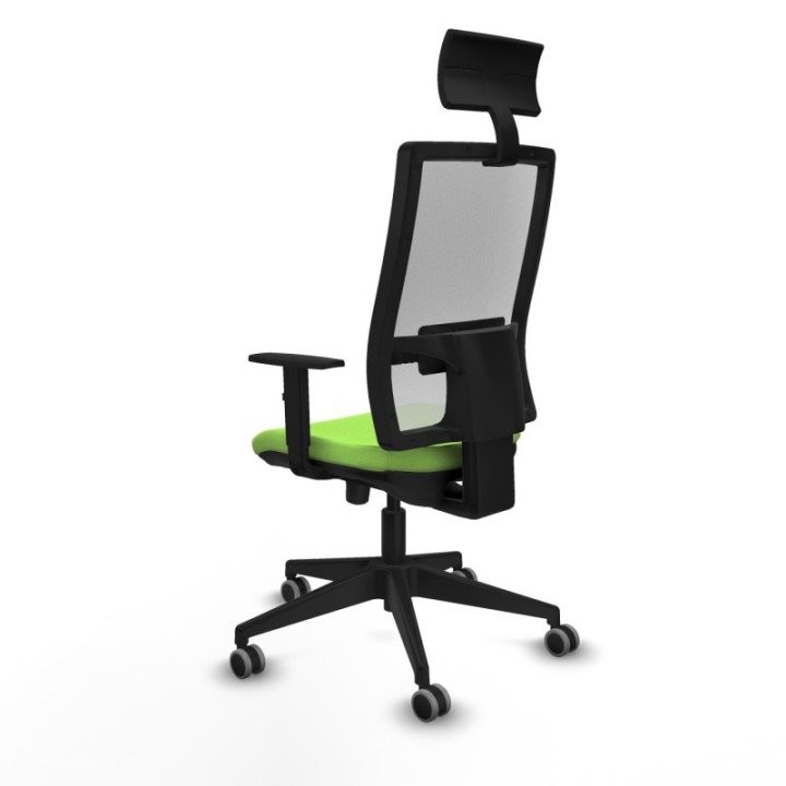 Horna traslack malla blanca bali pistacho brazos 1D base piramidal cabecero fijo ruedas 65mm engomadas