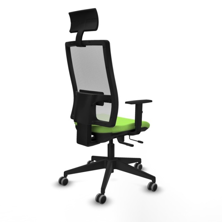 Horna traslack malla blanca bali pistacho brazos 1D base piramidal cabecero fijo ruedas 65mm engomadas