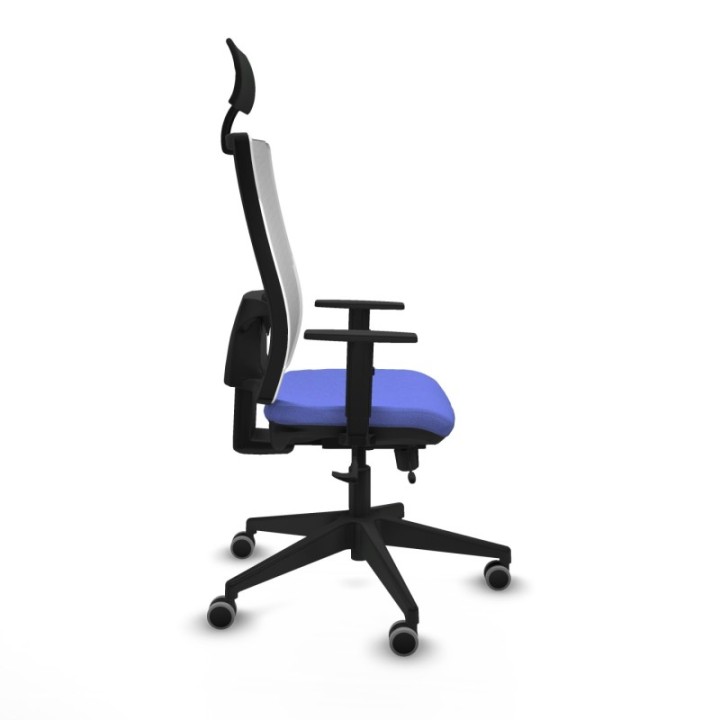 Horna traslack malla blanca bali azul claro brazos 1D base piramidal cabecero fijo ruedas 65mm engomadas