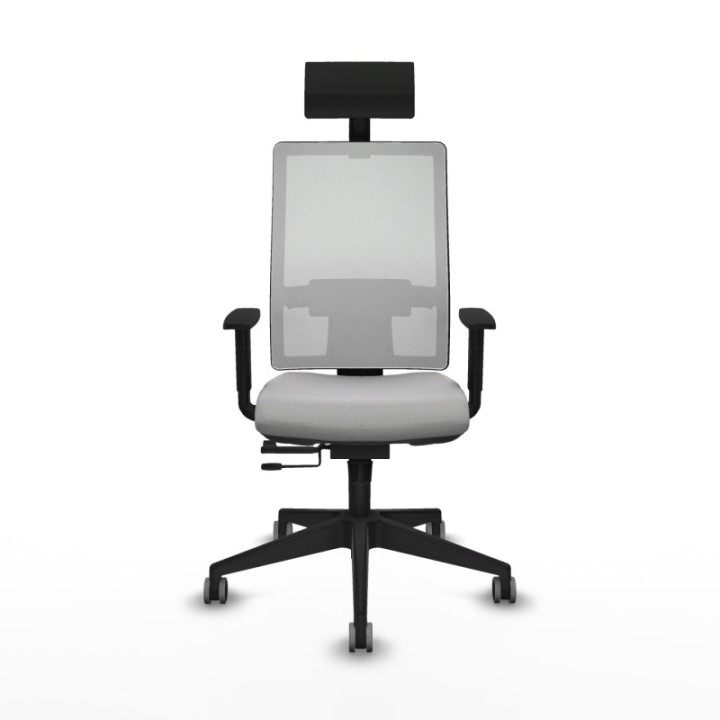 Horna traslack malla blanca bali gris claro brazos 1D base piramidal cabecero fijo ruedas 65mm engomadas