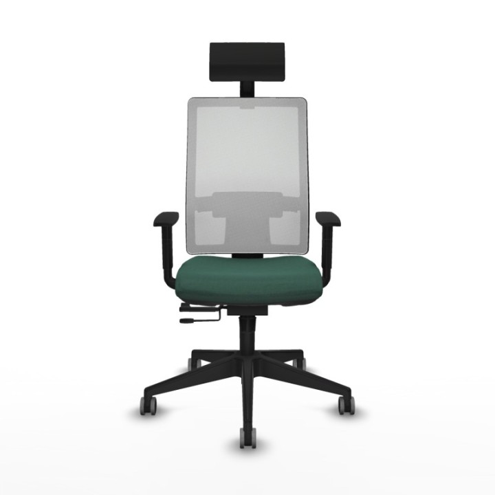 Horna traslack malla blanca bali verde botella brazos 1D base piramidal cabecero fijo ruedas 65mm engomadas