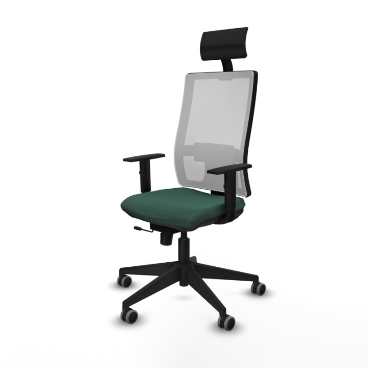 Horna traslack malla blanca bali verde botella brazos 1D base piramidal cabecero fijo ruedas 65mm engomadas