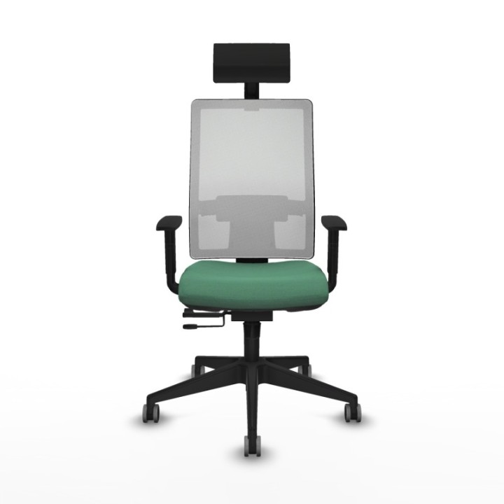 Horna traslack malla blanca bali verde esmeralda brazos 1D base piramidal cabecero fijo ruedas 65mm engomadas