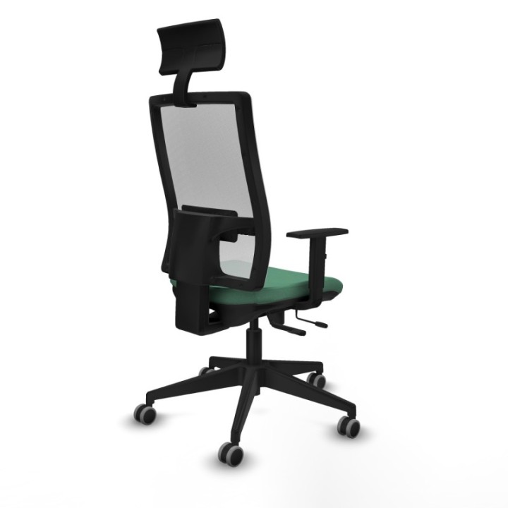 Horna traslack malla blanca bali verde esmeralda brazos 1D base piramidal cabecero fijo ruedas 65mm engomadas