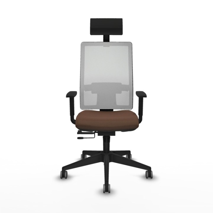 Horna traslack malla blanca bali marrón oscuro brazos 1D base piramidal cabecero fijo ruedas 65mm engomadas