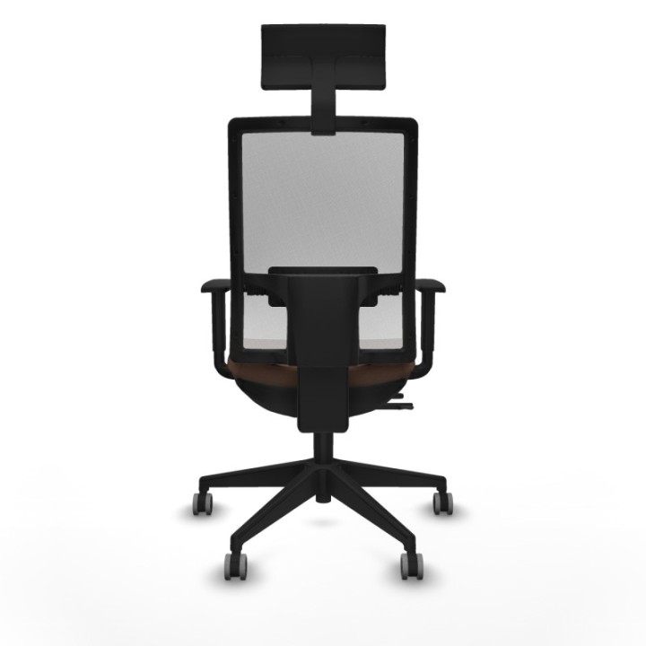 Horna traslack malla blanca bali marrón oscuro brazos 1D base piramidal cabecero fijo ruedas 65mm engomadas