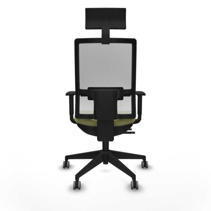 Horna traslack malla blanca bali verde oliva brazos 1D base piramidal cabecero fijo ruedas 65mm engomadas