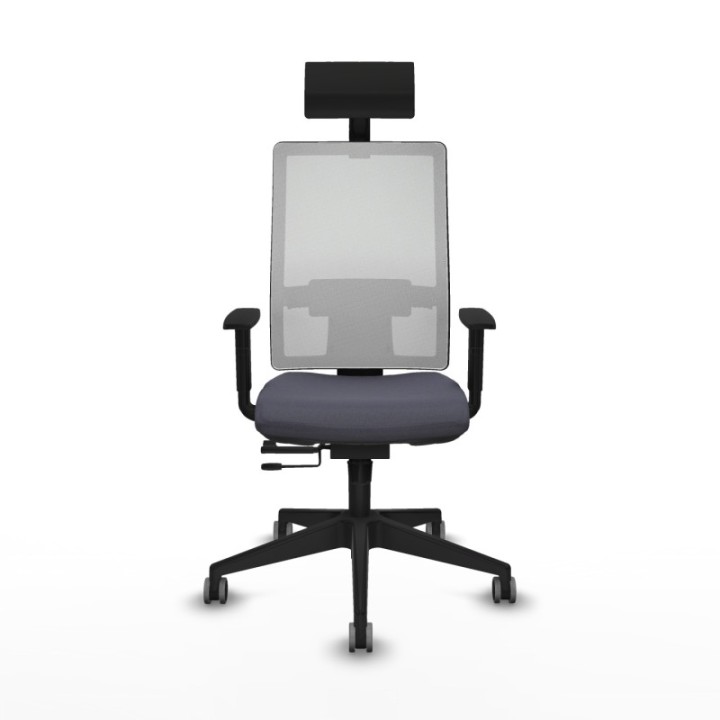 Horna traslack malla blanca bali gris oscuro brazos 1D base piramidal cabecero fijo ruedas 65mm engomadas