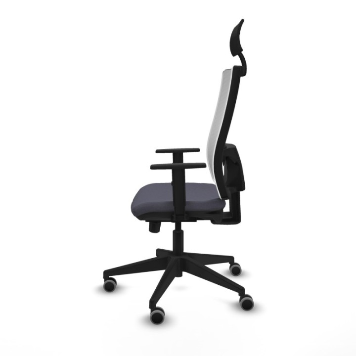 Horna traslack malla blanca bali gris oscuro brazos 1D base piramidal cabecero fijo ruedas 65mm engomadas