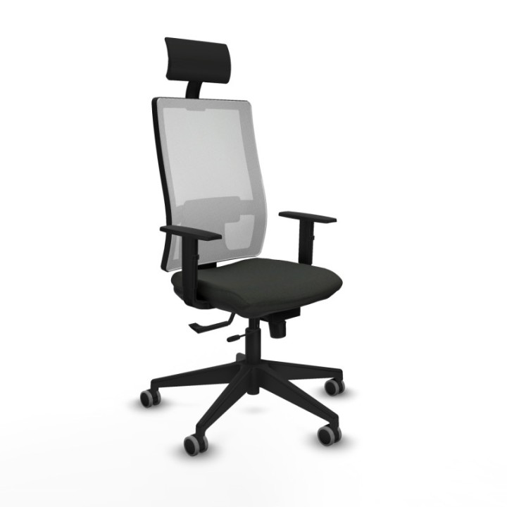 Horna traslack malla blanca bali negro brazos 1D base piramidal cabecero fijo ruedas 65mm engomadas