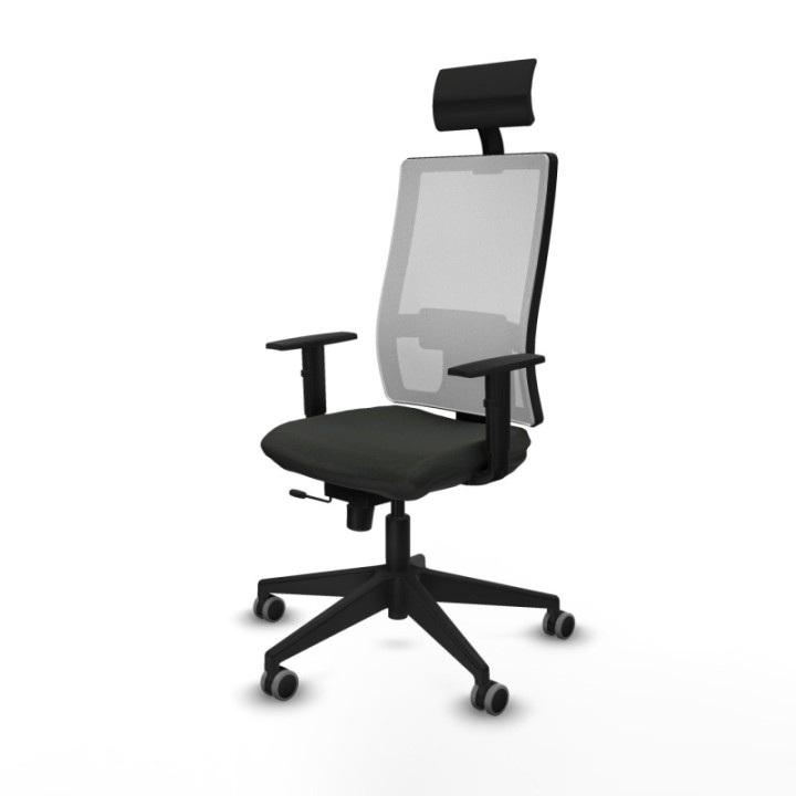 Horna traslack malla blanca bali negro brazos 1D base piramidal cabecero fijo ruedas 65mm engomadas