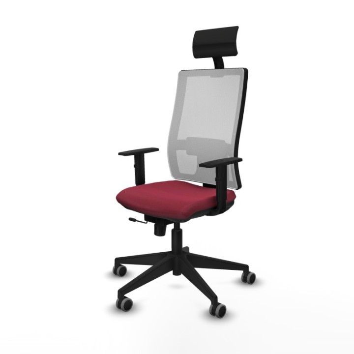 Horna traslack malla blanca bali granate brazos 1D base piramidal cabecero fijo ruedas 65mm engomadas