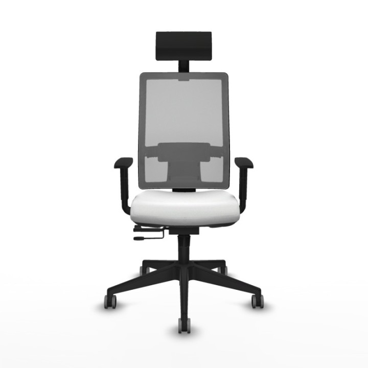 Horna traslack malla gris bali blanco brazos 1D base piramidal cabecero fijo ruedas 65mm engomadas