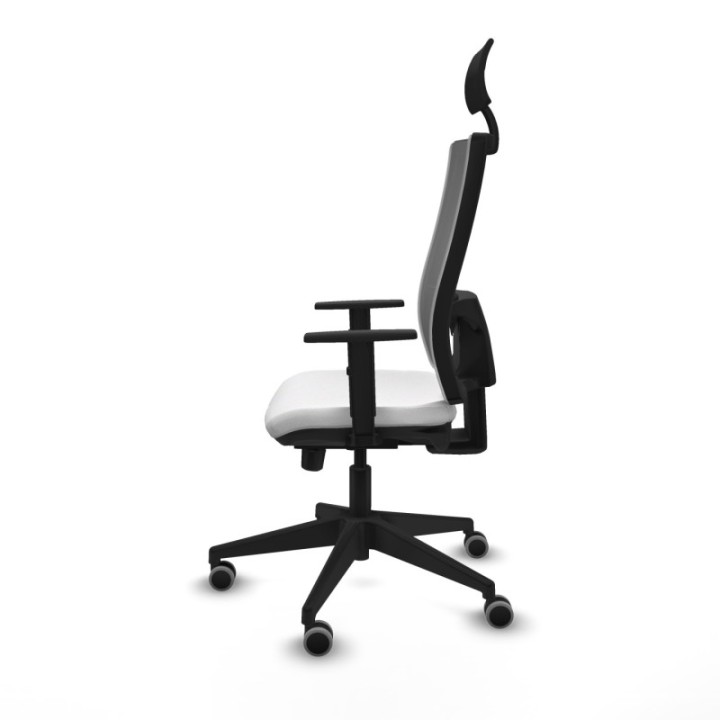 Horna traslack malla gris bali blanco brazos 1D base piramidal cabecero fijo ruedas 65mm engomadas