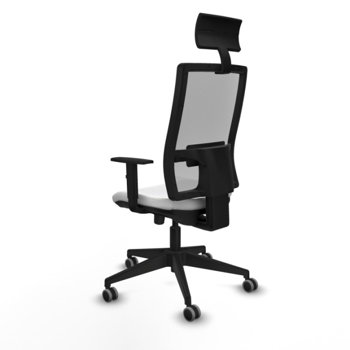 Horna traslack malla gris bali blanco brazos 1D base piramidal cabecero fijo ruedas 65mm engomadas