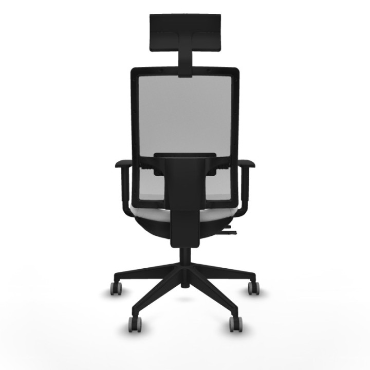 Horna traslack malla gris bali blanco brazos 1D base piramidal cabecero fijo ruedas 65mm engomadas