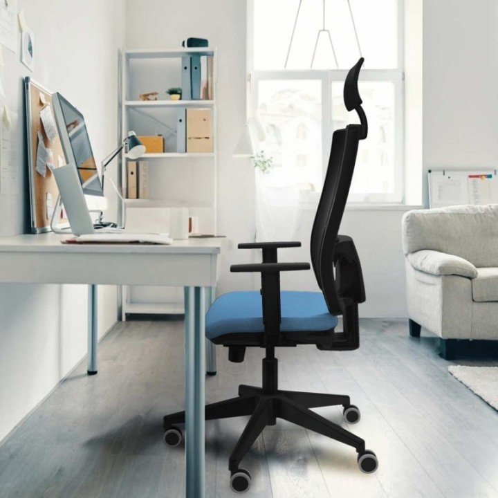 Horna traslack malla gris bali blanco brazos 1D base piramidal cabecero fijo ruedas 65mm engomadas