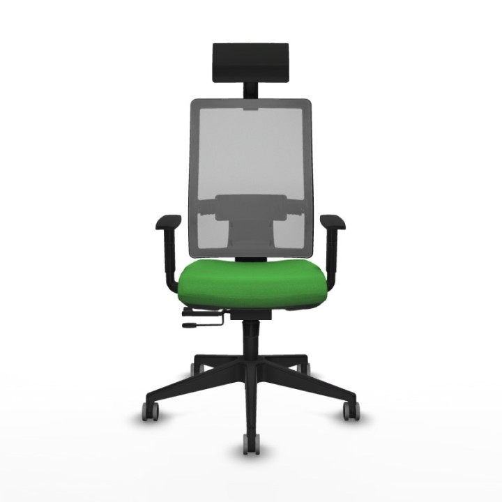 Horna traslack malla gris bali verde brazos 1D base piramidal cabecero fijo ruedas 65mm engomadas