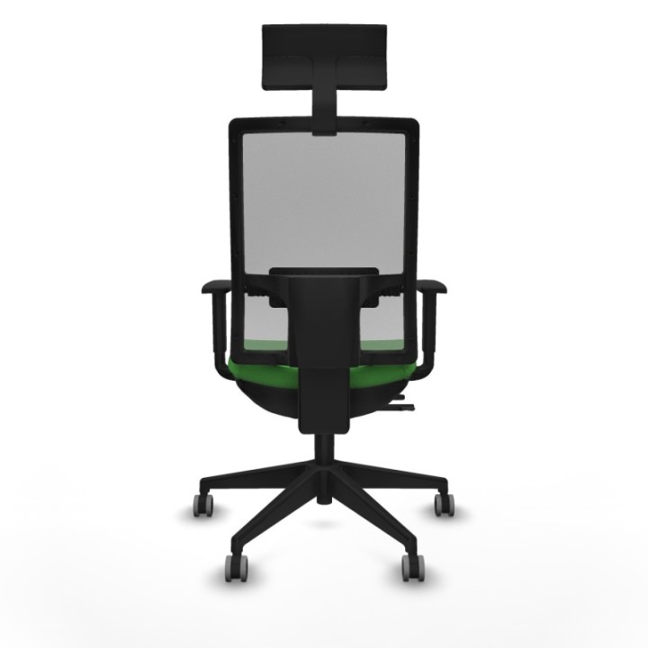 Horna traslack malla gris bali verde brazos 1D base piramidal cabecero fijo ruedas 65mm engomadas