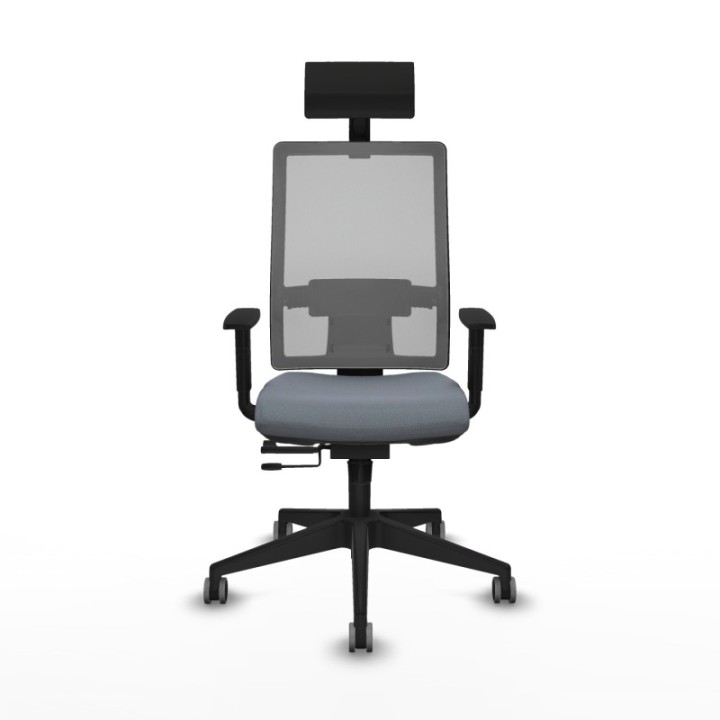 Horna traslack malla gris bali gris brazos 1D base piramidal cabecero fijo ruedas 65mm engomadas