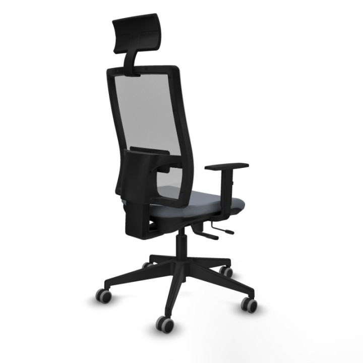 Horna traslack malla gris bali gris brazos 1D base piramidal cabecero fijo ruedas 65mm engomadas