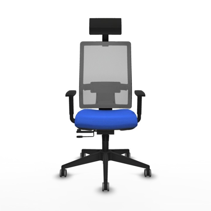 Horna traslack malla gris bali azul brazos 1D base piramidal cabecero fijo ruedas 65mm engomadas