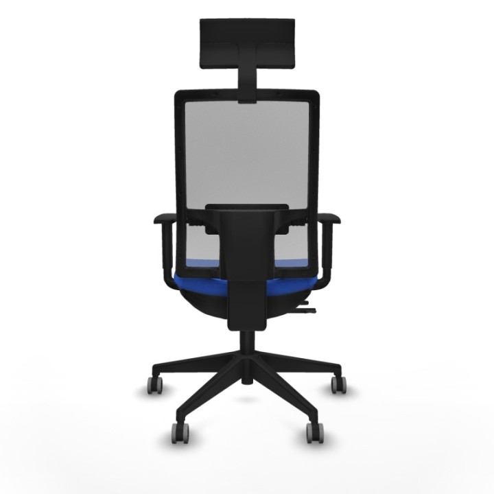 Horna traslack malla gris bali azul brazos 1D base piramidal cabecero fijo ruedas 65mm engomadas