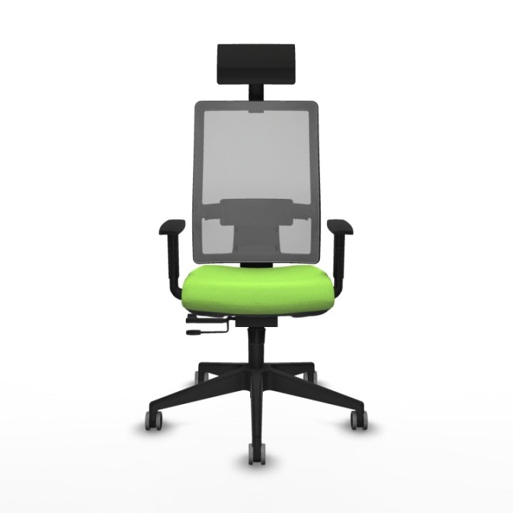 Horna traslack malla gris bali pistacho brazos 1D base piramidal cabecero fijo ruedas 65mm engomadas