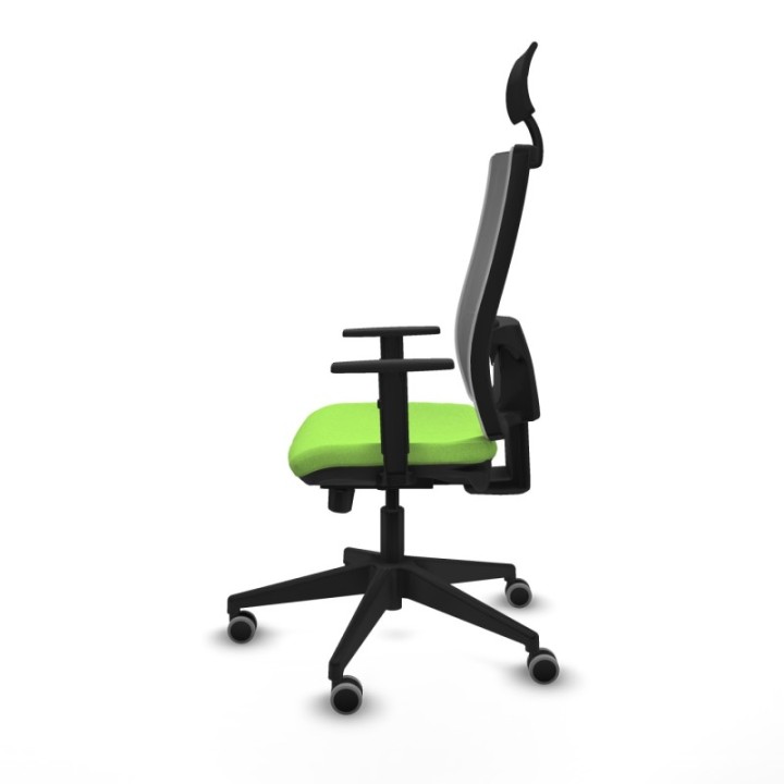 Horna traslack malla gris bali pistacho brazos 1D base piramidal cabecero fijo ruedas 65mm engomadas