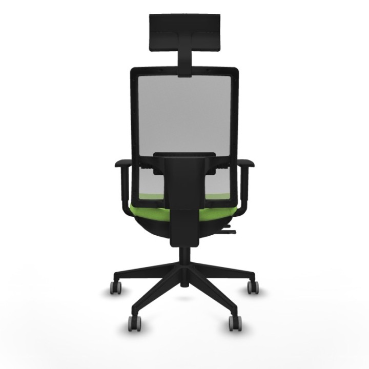 Horna traslack malla gris bali pistacho brazos 1D base piramidal cabecero fijo ruedas 65mm engomadas