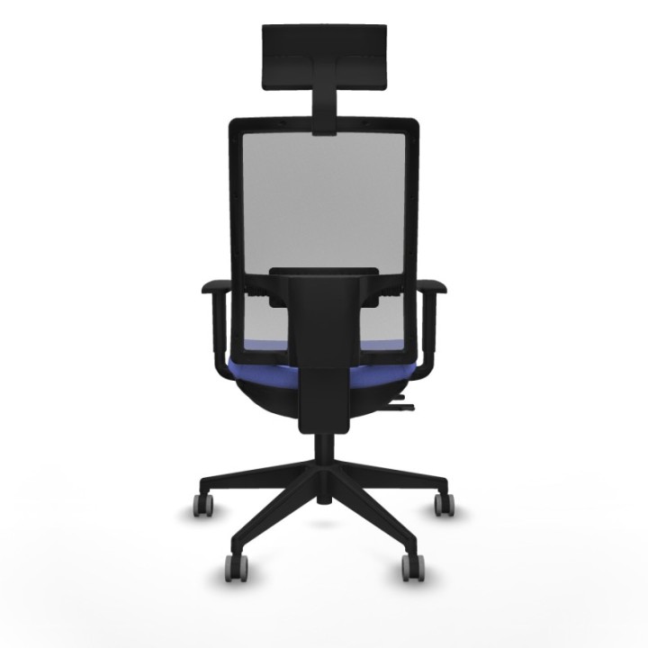 Horna traslack malla gris bali azul claro brazos 1D base piramidal cabecero fijo ruedas 65mm engomadas