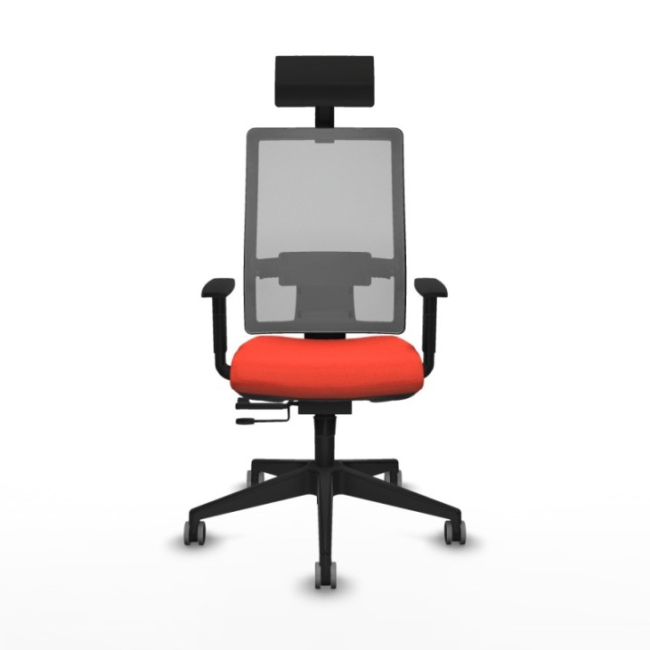 Horna traslack malla gris bali naranja oscuro brazos 1D base piramidal cabecero fijo ruedas 65mm engomadas