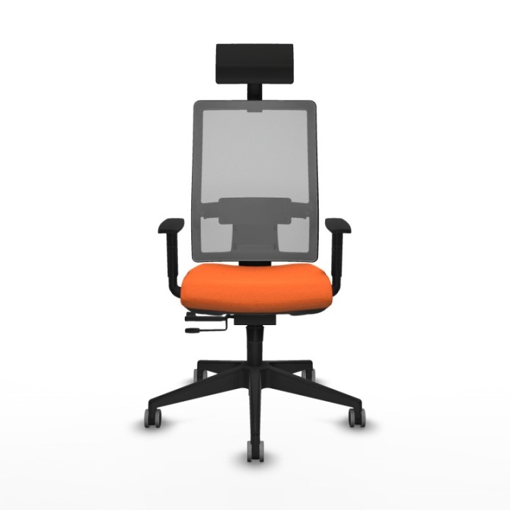 Horna traslack malla gris bali naranja brazos 1D base piramidal cabecero fijo ruedas 65mm engomadas