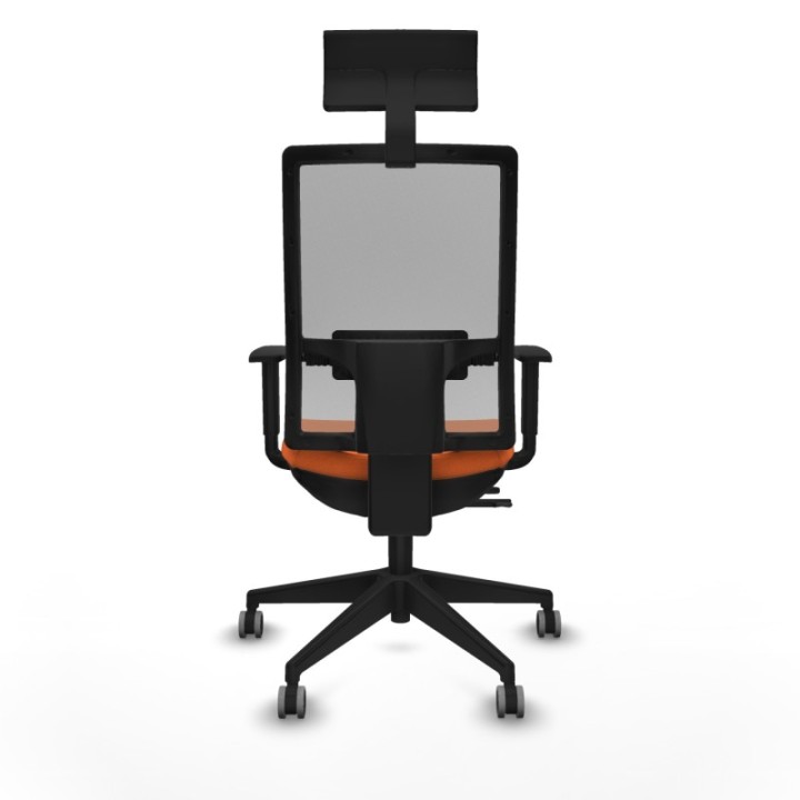 Horna traslack malla gris bali naranja brazos 1D base piramidal cabecero fijo ruedas 65mm engomadas