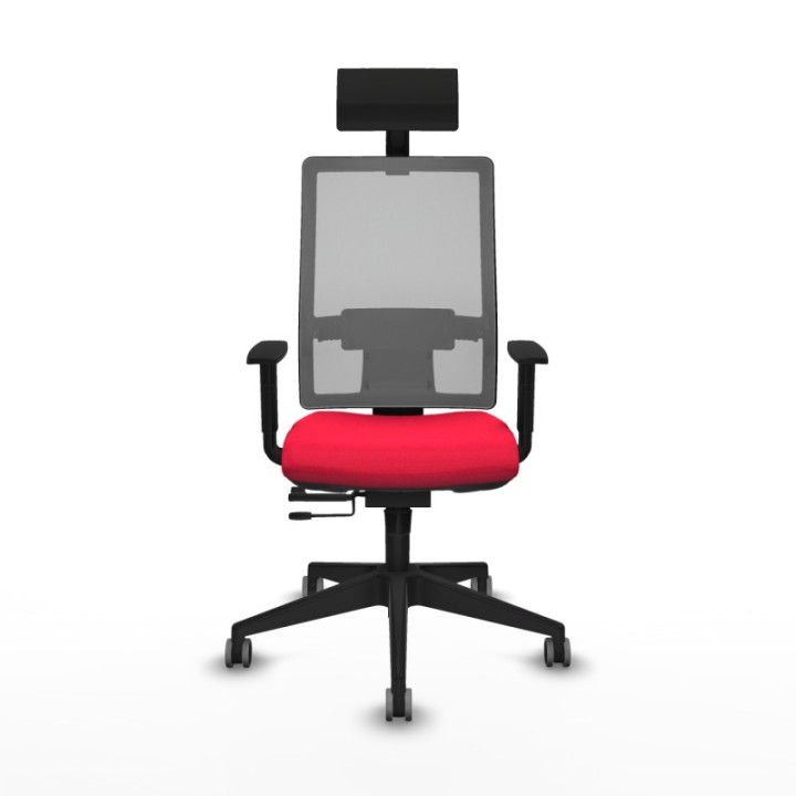 Horna traslack malla gris bali rojo brazos 1D base piramidal cabecero fijo ruedas 65mm engomadas