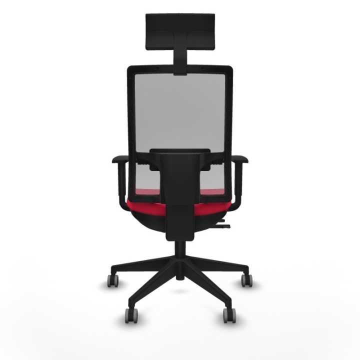 Horna traslack malla gris bali rojo brazos 1D base piramidal cabecero fijo ruedas 65mm engomadas