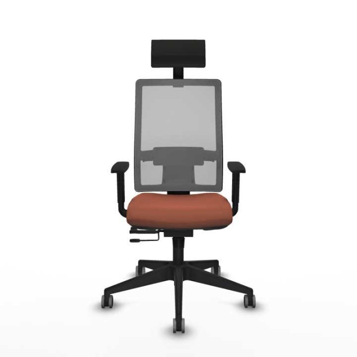 Horna traslack malla gris bali marrón brazos 1D base piramidal cabecero fijo ruedas 65mm engomadas