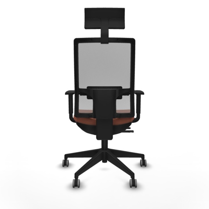 Horna traslack malla gris bali marrón brazos 1D base piramidal cabecero fijo ruedas 65mm engomadas