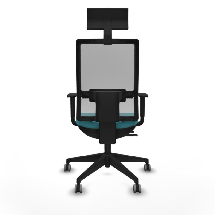 Horna traslack malla gris bali turquesa brazos 1D base piramidal cabecero fijo ruedas 65mm engomadas