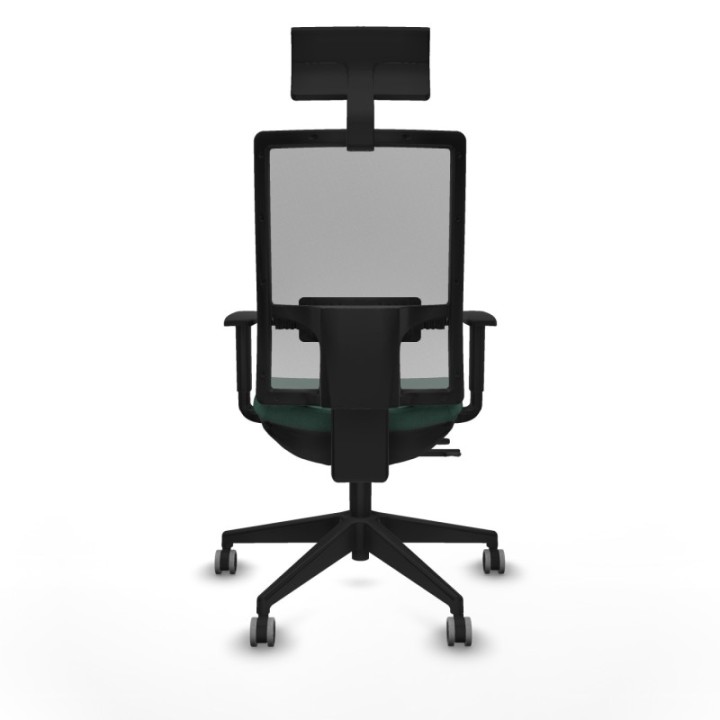 Horna traslack malla gris bali verde botella brazos 1D base piramidal cabecero fijo ruedas 65mm engomadas