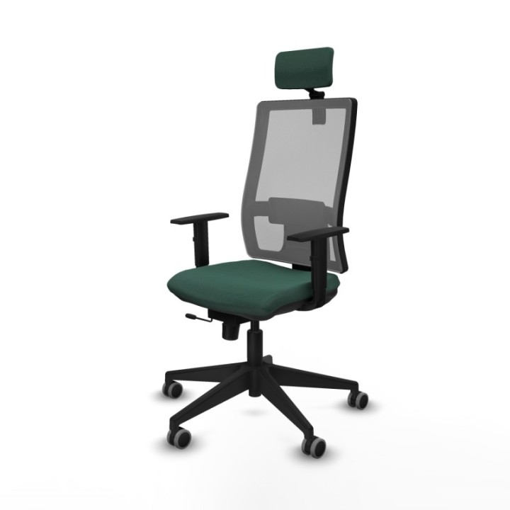 Horna traslack malla gris bali verde botella brazos 1D base piramidal cabecero 2D ruedas 65mm engomadas